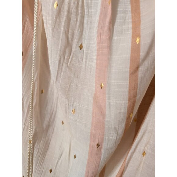 HARVÉ BENARD 2X Off Shoulder Top Blouse Pink Gold Foil Stripe Tassel - Picture 4 of 7